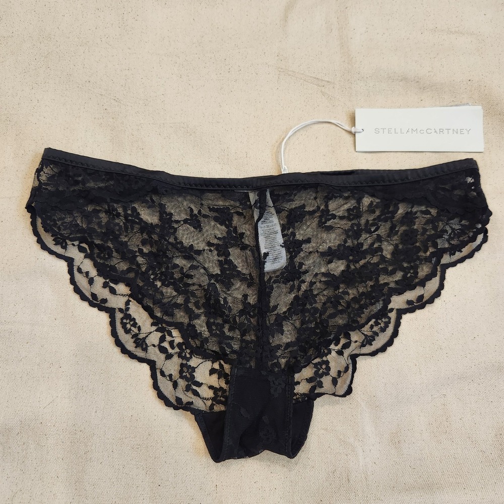 New Stella McCartney Women's Black Lace Bikini Panty Large L SS21 Panties
